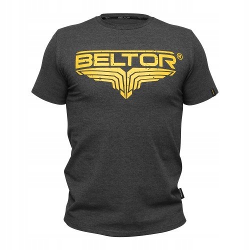 Beltor T-shirt Slim Żółty Napis There Is Only One Way Szara Bawełna Logo M