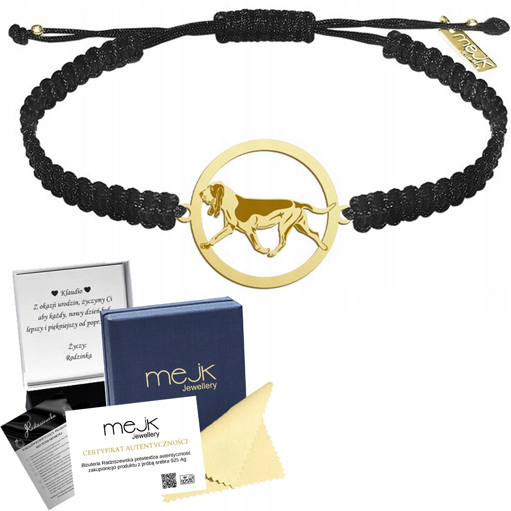 Zlatý náramek z španělské honičky 925 Makramé Dedikace Gravírování Bonus