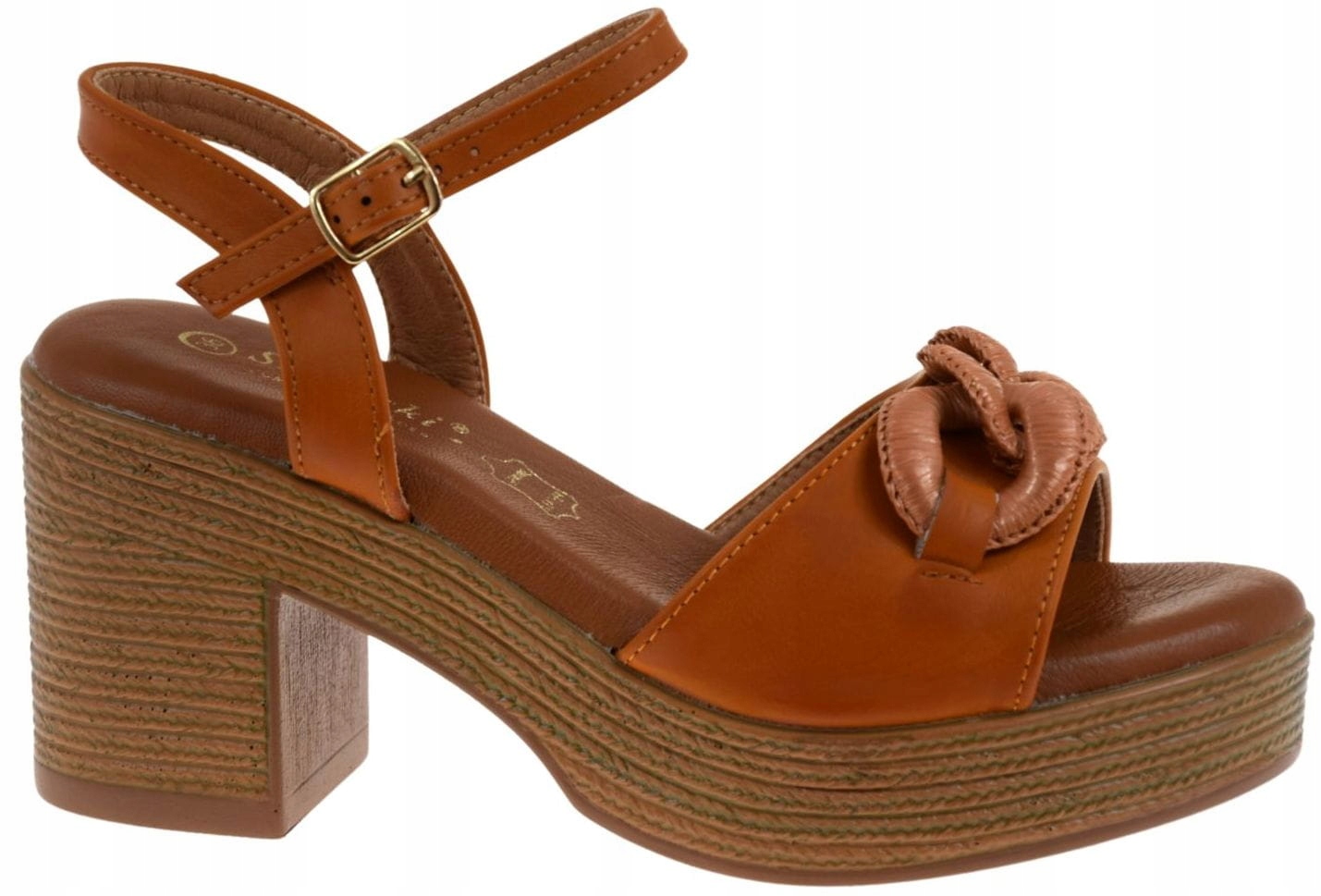 Stylové dámské sandály na podpatku platforma kůže S Barski PL51-401 VEL.38