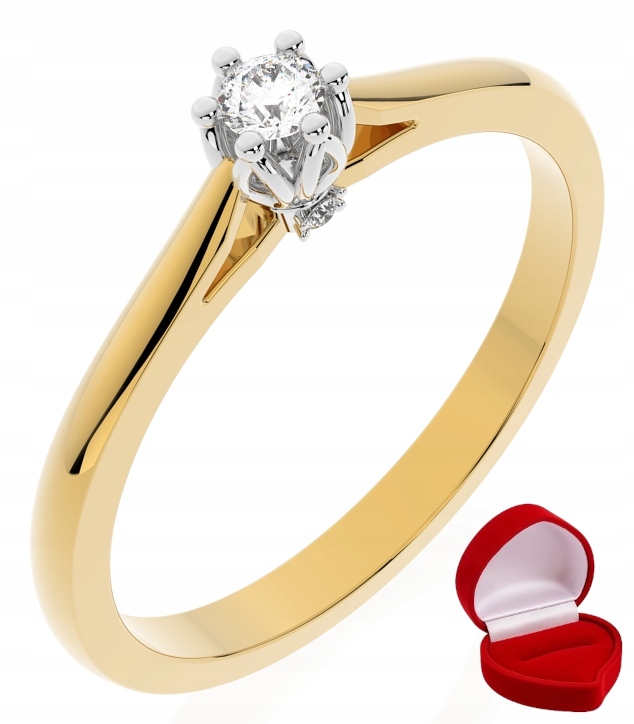 Zlatý Prstýnek 585 14k Diamant Lab Brylant 0,06 ct R10