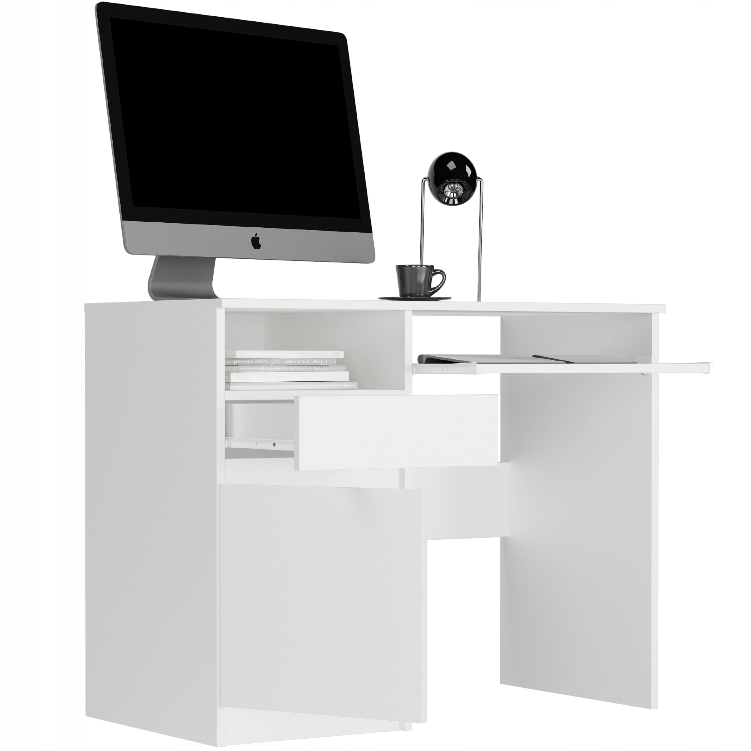 Meble biurko komputerowe stolik 96cm białe lewe N-35L