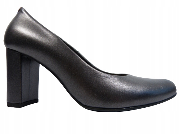 Dámské lodičky černo stříbrné, stabilní dámské boty na podpatku Sala 37