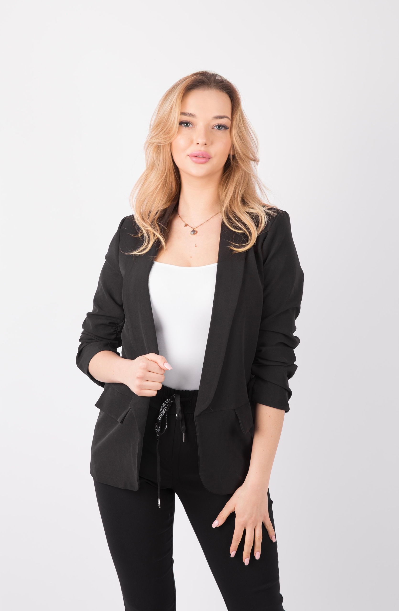 NOWOCZESNA DAMSKA MARYNARKA ŻAKIET CASUAL BIAŁA Okazja casual (na co dzień)