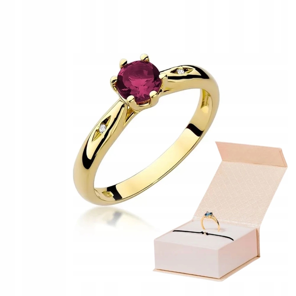 Zlatý Prstýnek S Rubínem A Diamanty 0,6 ct pr.585 Zlatý Náramek