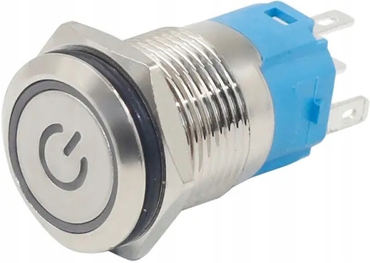 POWER PRZYCISK BISTABILNY SREBNY WANDALOODPORNY 250V 5A 16x38MM CZERWONY