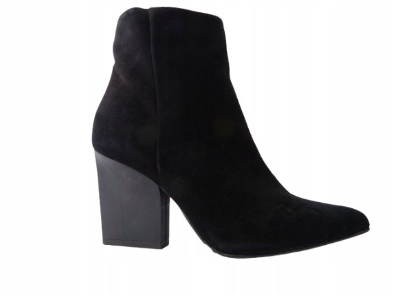 Černé semišové stabilní elegantní kotníkové boty na podpatku s klínem Sala 37