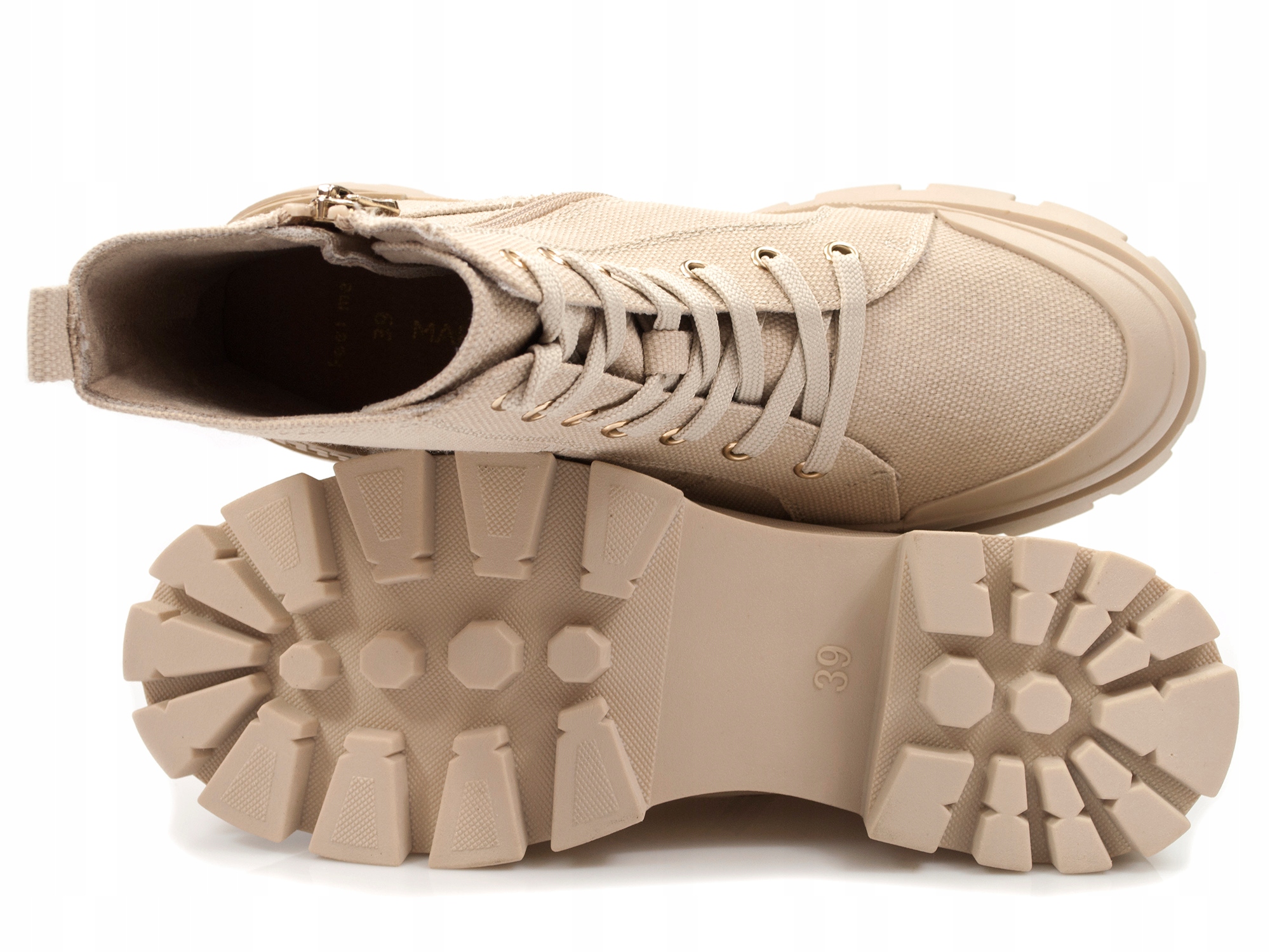 płócienne botki na platformie workery timberki Model 25221