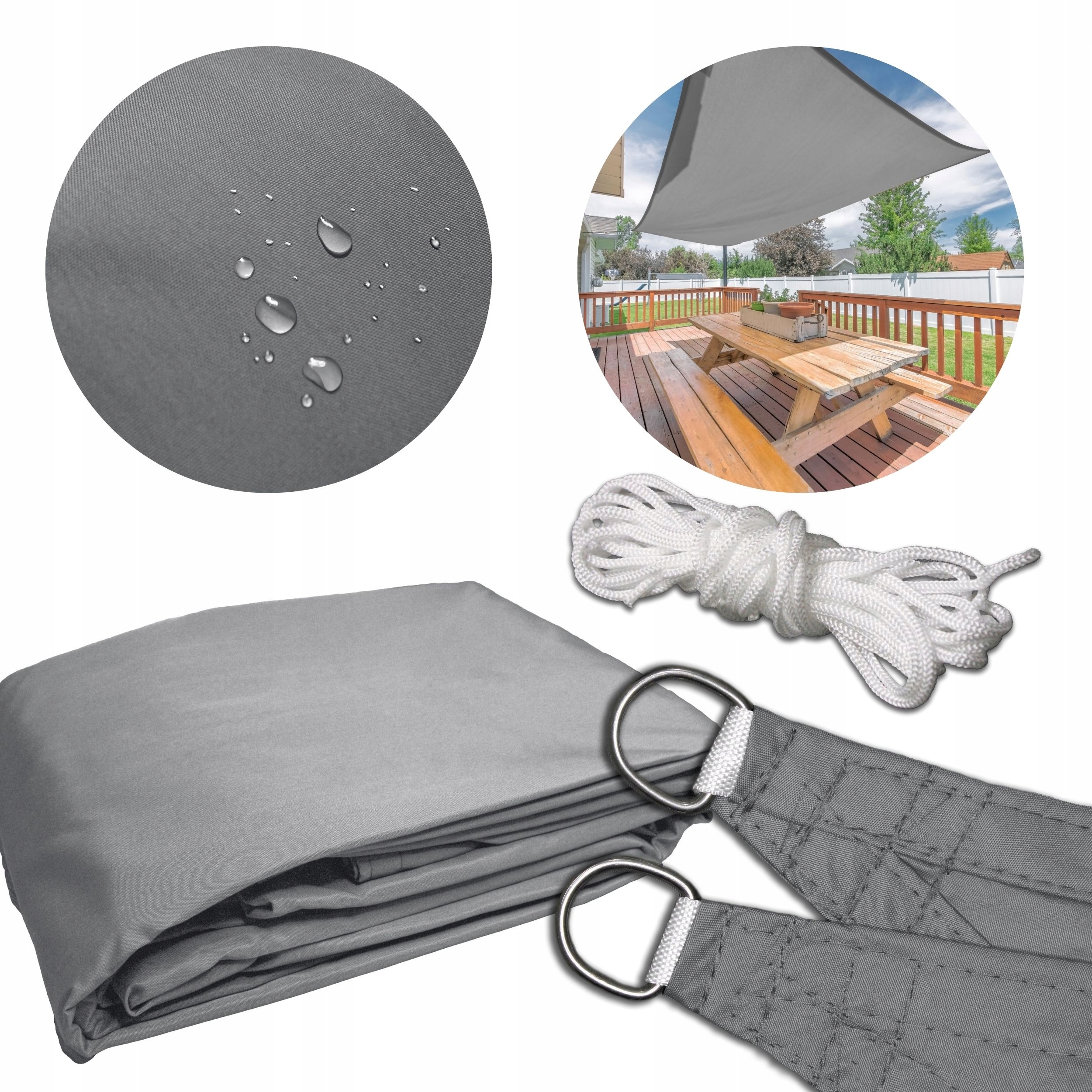 Żagiel Przeciwsłoneczny Ogrodowy Wodoodporny 4x5m Prostokąt Markiza J.szary