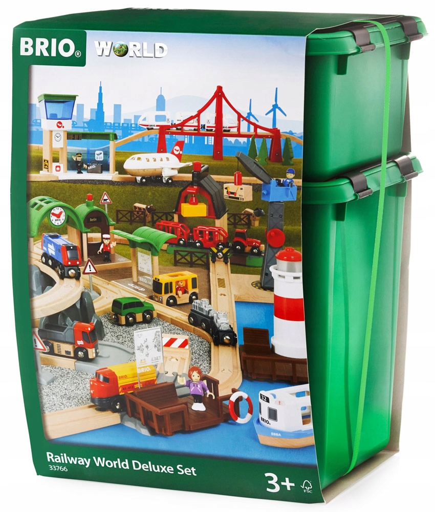 VLÁČIKODRÁHA BRIO WORLD VEĽKÝ SET DELUXE DRÁHY VOZIDLÁ FIGÚRKY DREVO 33766