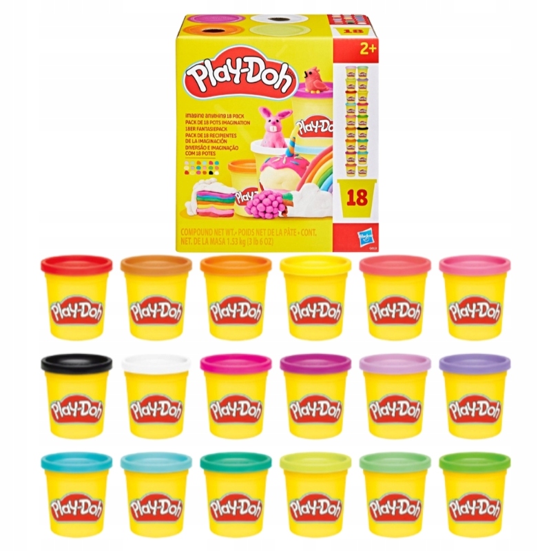 PLAY-DOH CIASTOLINA 18 TUB KOLOROWYCH ZESTAW UZUPEŁNIAJĄCY 3+