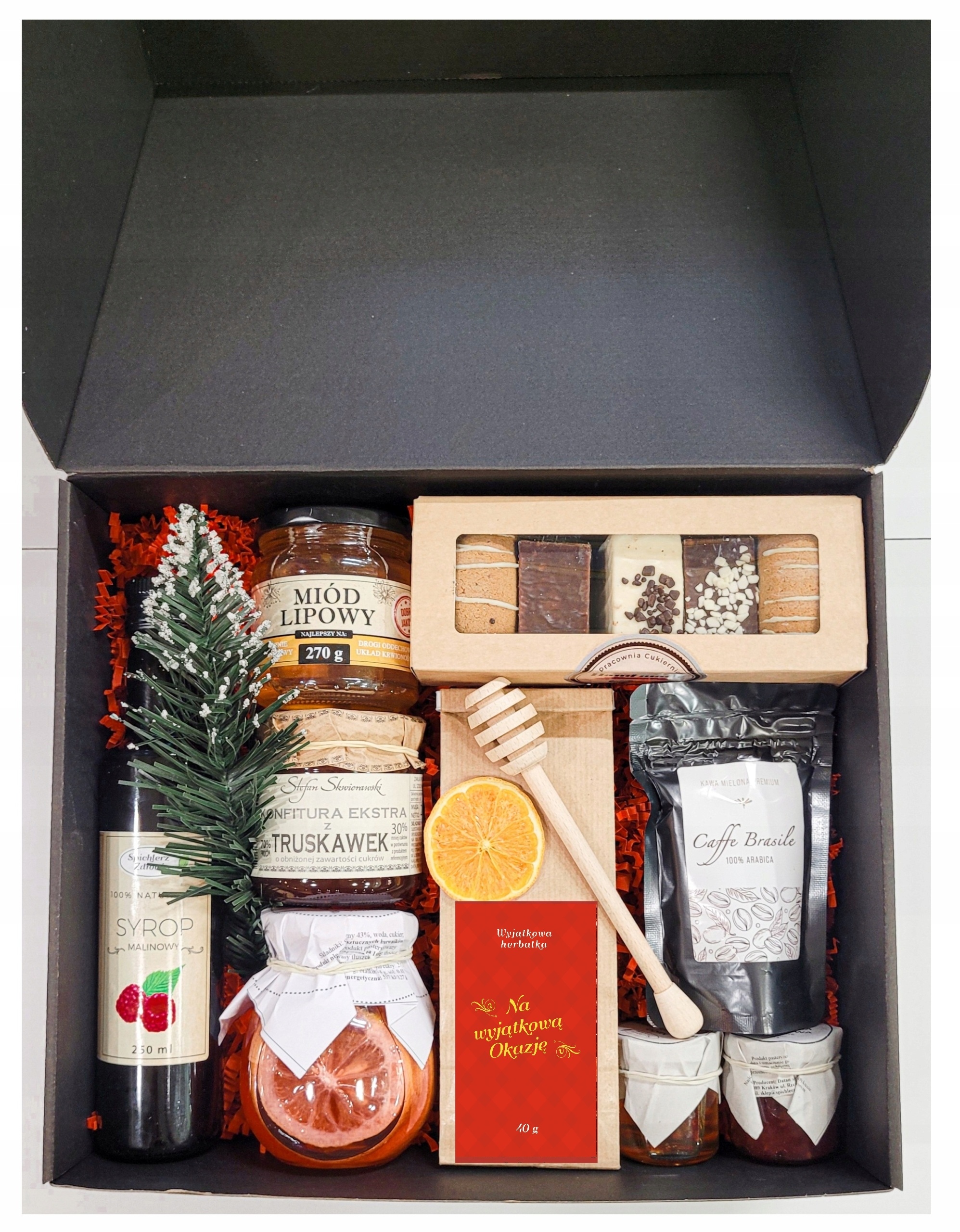 Velký Elegantní Dárkový Koš Zimní Dárek Lahodný Čaj Káva Perníky