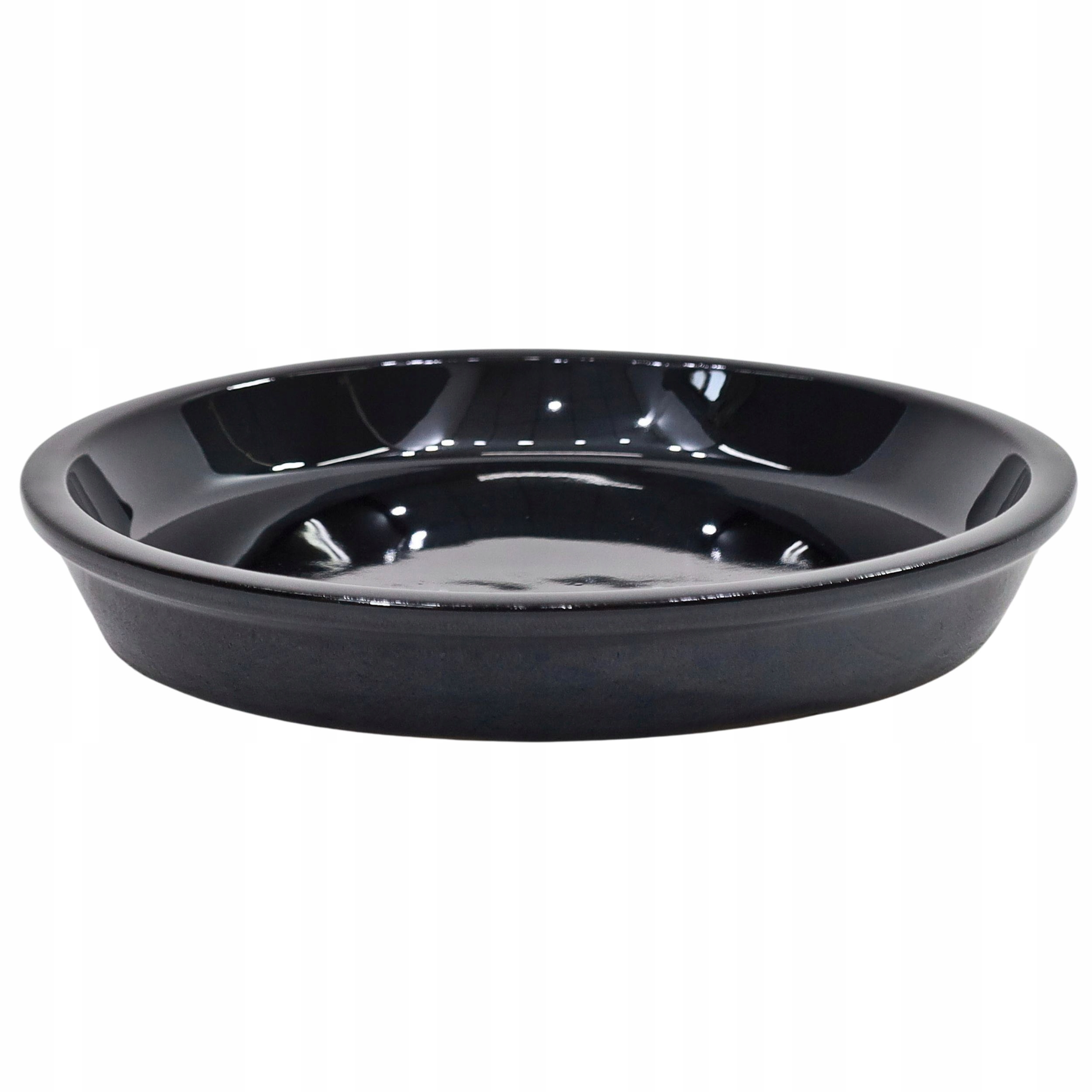 Podstawka Pod Donicę Doniczkę Szkliwiona Ceramiczna Czarna Ø41(33cm)