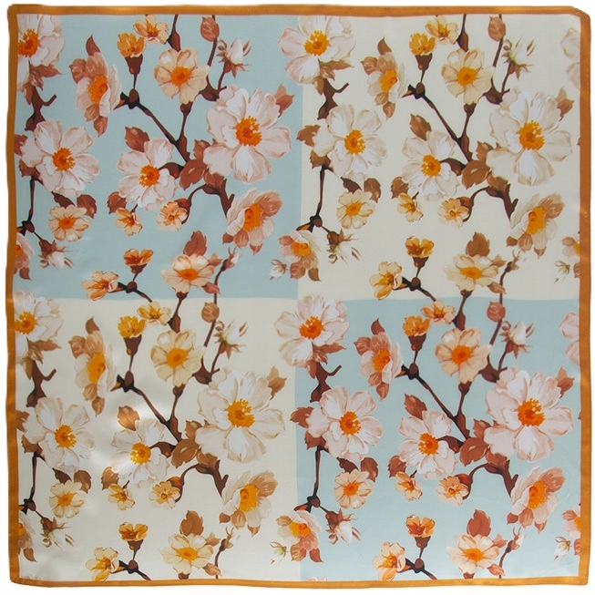 Dámský hedvábný šátek 100% hedvábí 68x68 cm, šála, šál, květinový vzor