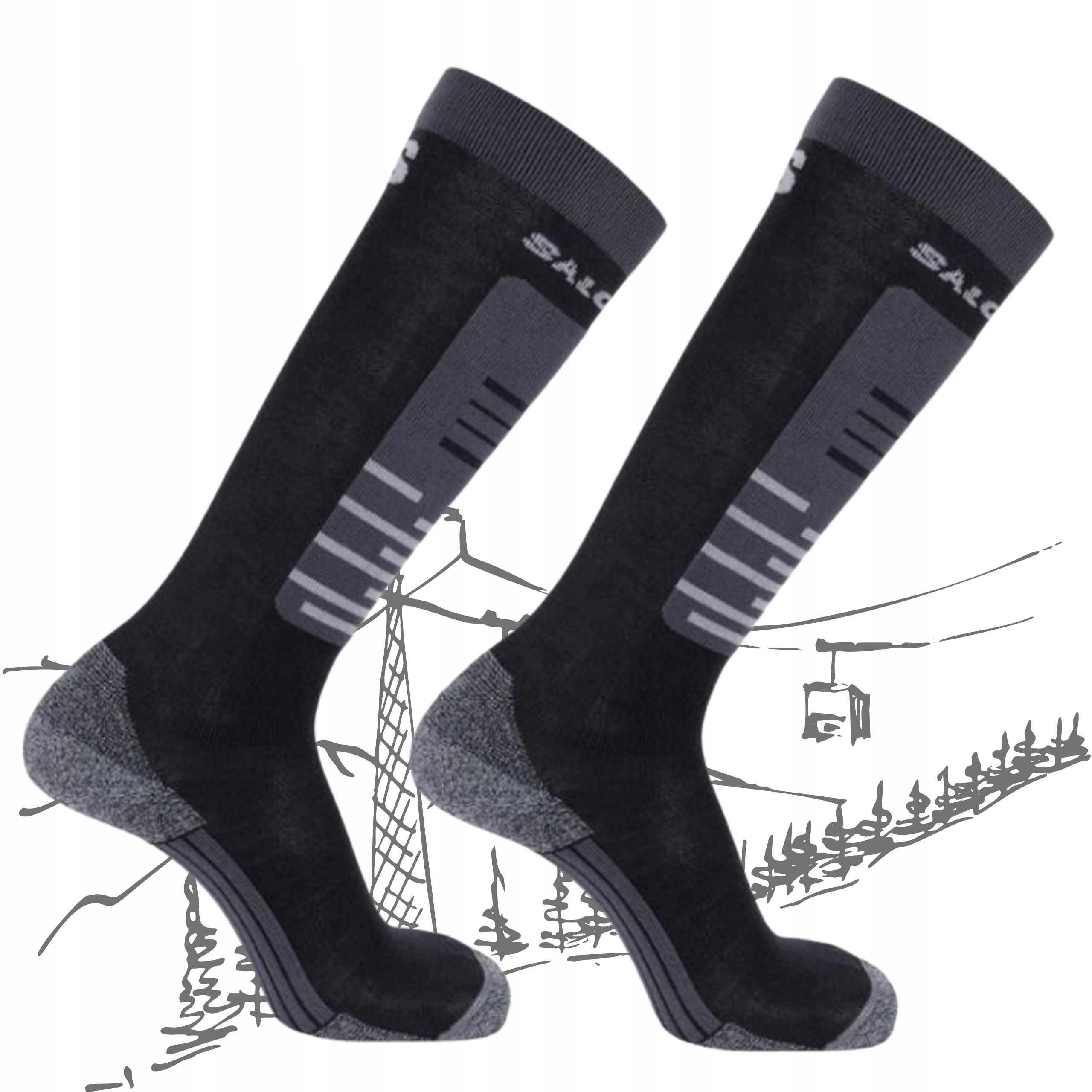 2x Skarpety Narciarskie Zimowe Salomon S/access Wełna Merino Ski 36-38