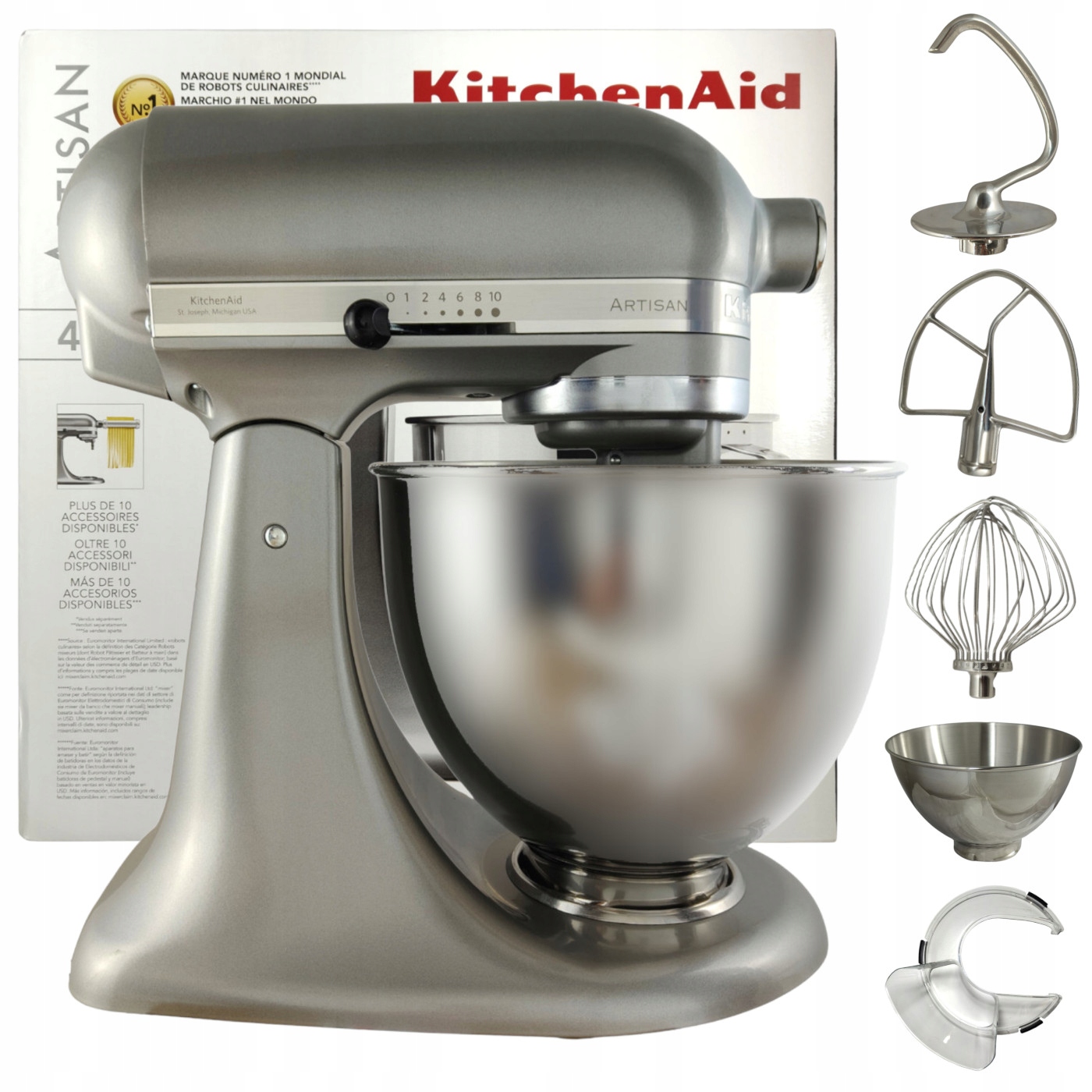 Robot Kuchenny KitchenAid Artisan 5KSM185PSEMS Srebrzystopopielaty