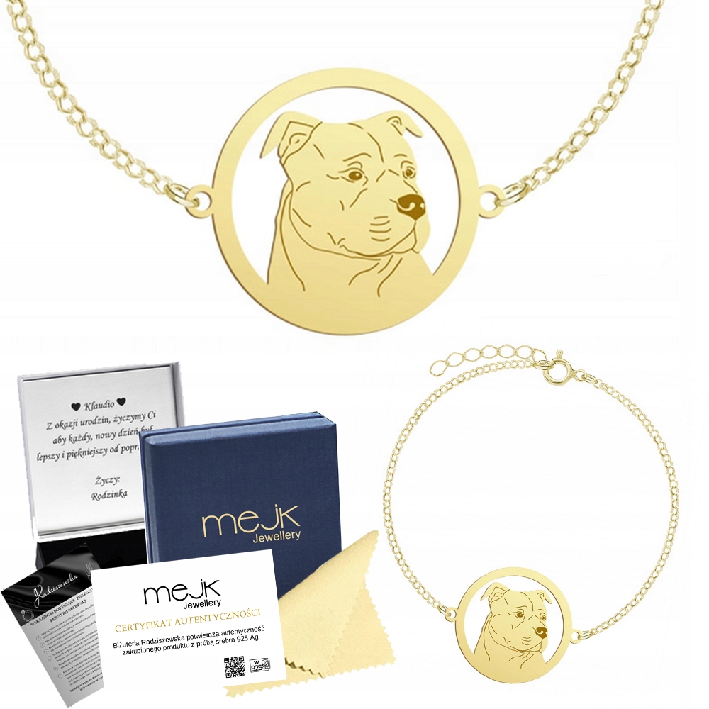 Zlatý náramek Amstaff 925 Šperky Žena Gravírování Bonus