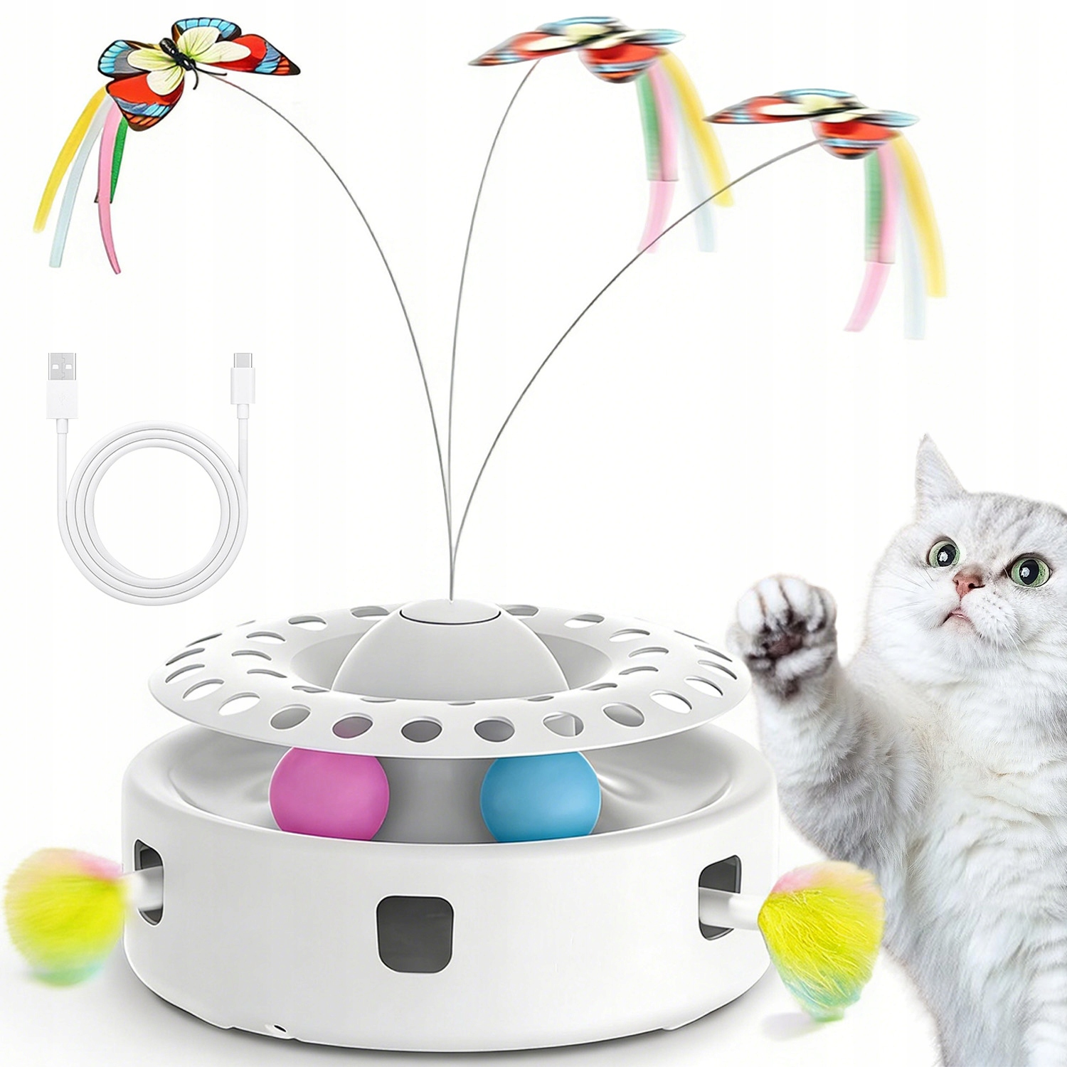 Hračka Pro Kočky Míčová Pyramida Dospělého Mladého Člověka, Tiché Usb A Baterie