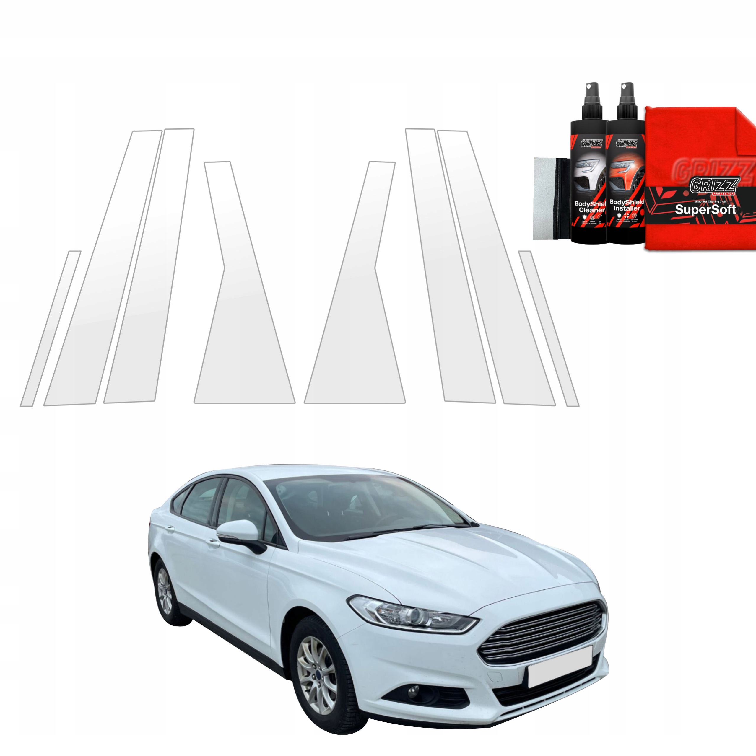 8v1 Fólie Ppf dýha na sloupky pro Ford Mondeo Mk5 Sedan (2014-2019)