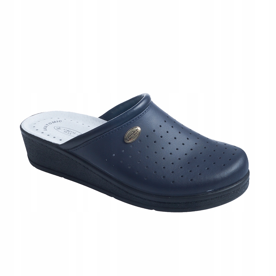 SKÓRZANE KLAPKI ZDROWOTNE SANITAL FLEX 707 BLUE 36