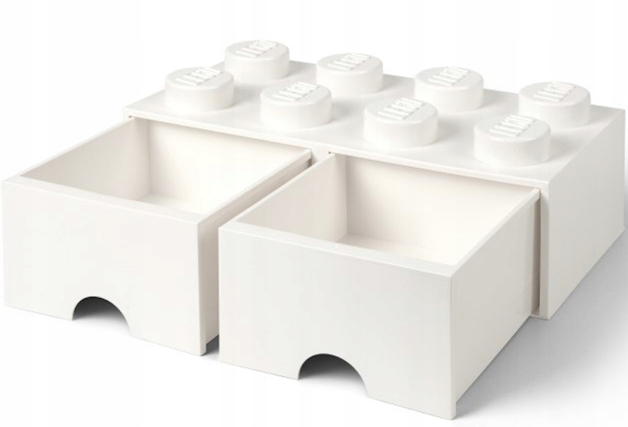 Lego Úložný Box Se Zásuvkami Kostka 8 Zásobník 2x4 Cihla Krabice Organizér Bílý