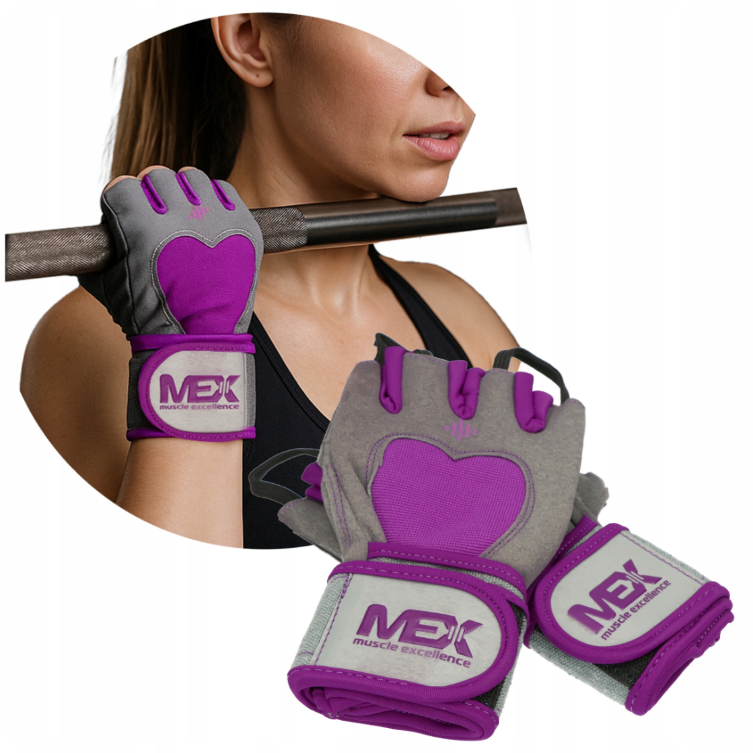 Rękawiczki Treningowe Damskie na Siłownię Fitness Skórzane r. L Luv Mex