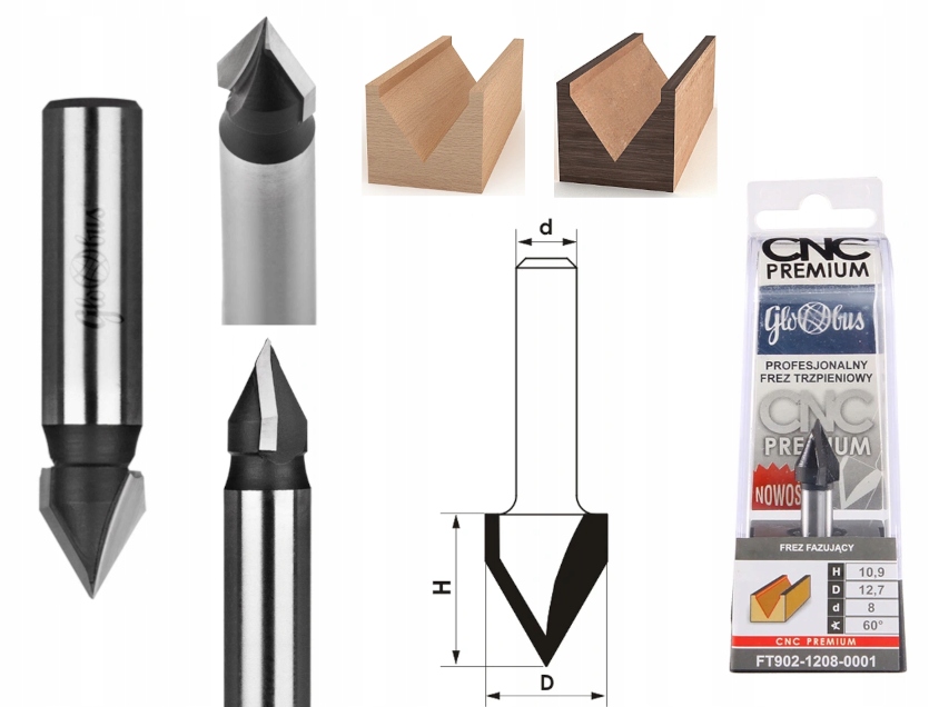 GLOBUS FREZ TRZPIENIOWY FAZUJĄCY CNC PREMIUM 60° d=8 D=12,7 FT902-1208-0001