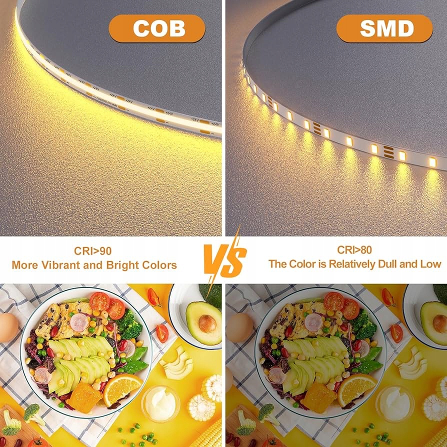 TAŚMA LED COB 5M CIEPŁA BIEL 3000k 320 DIOD LED / METR Marka bez marki