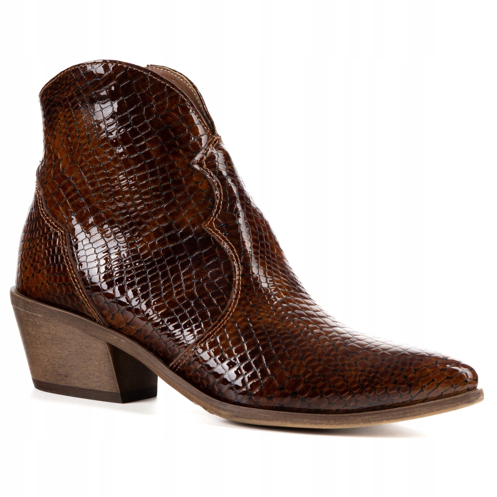 Dámské kožené kovbojské boty Olivier Monroe nad kotník boty s bočním zipem velikost 36