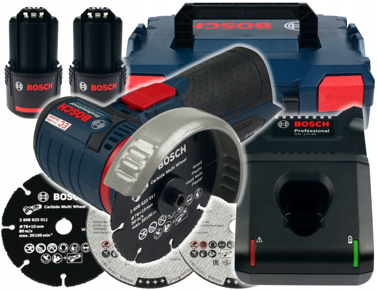 SZLIFIERKA KĄTOWA GWS 12V-76 BOSCH 2x3,0Ah L-BOXX