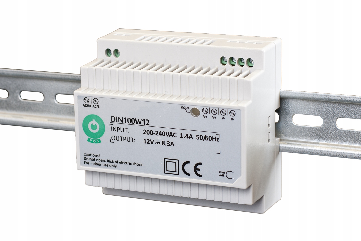 Zasilacz DC na szynę DIN TH35 TS-35 12V/8.3A do LED POS CCTV automatyki