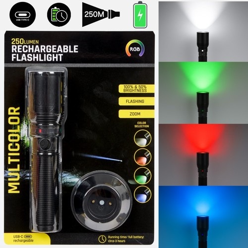Latarka akumulatorowa Led 250 Lumenów Rgb