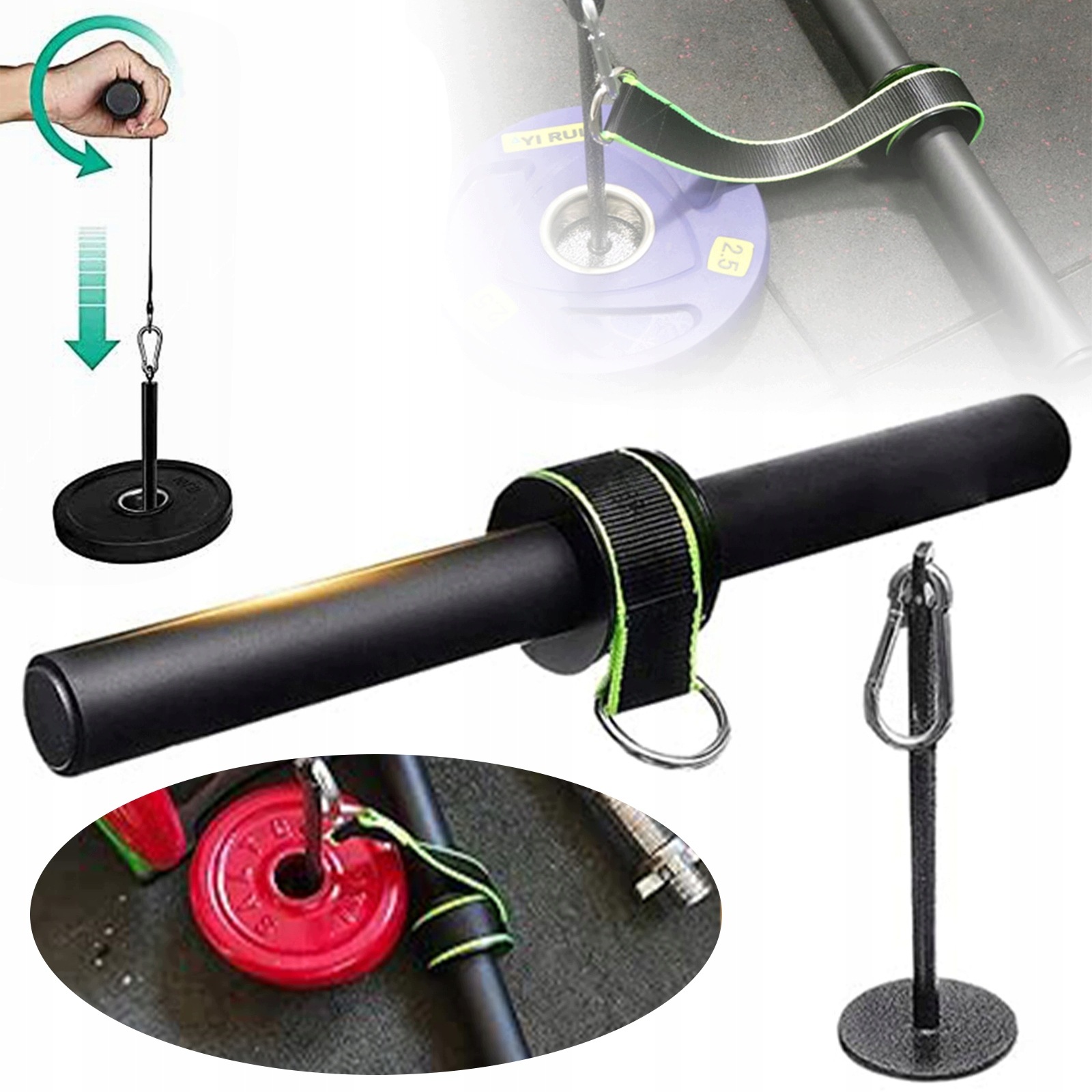 Wrist Roller Drążek Treningowy Do Ćwiczeń Mięśni Zdejmowany Uchwyt