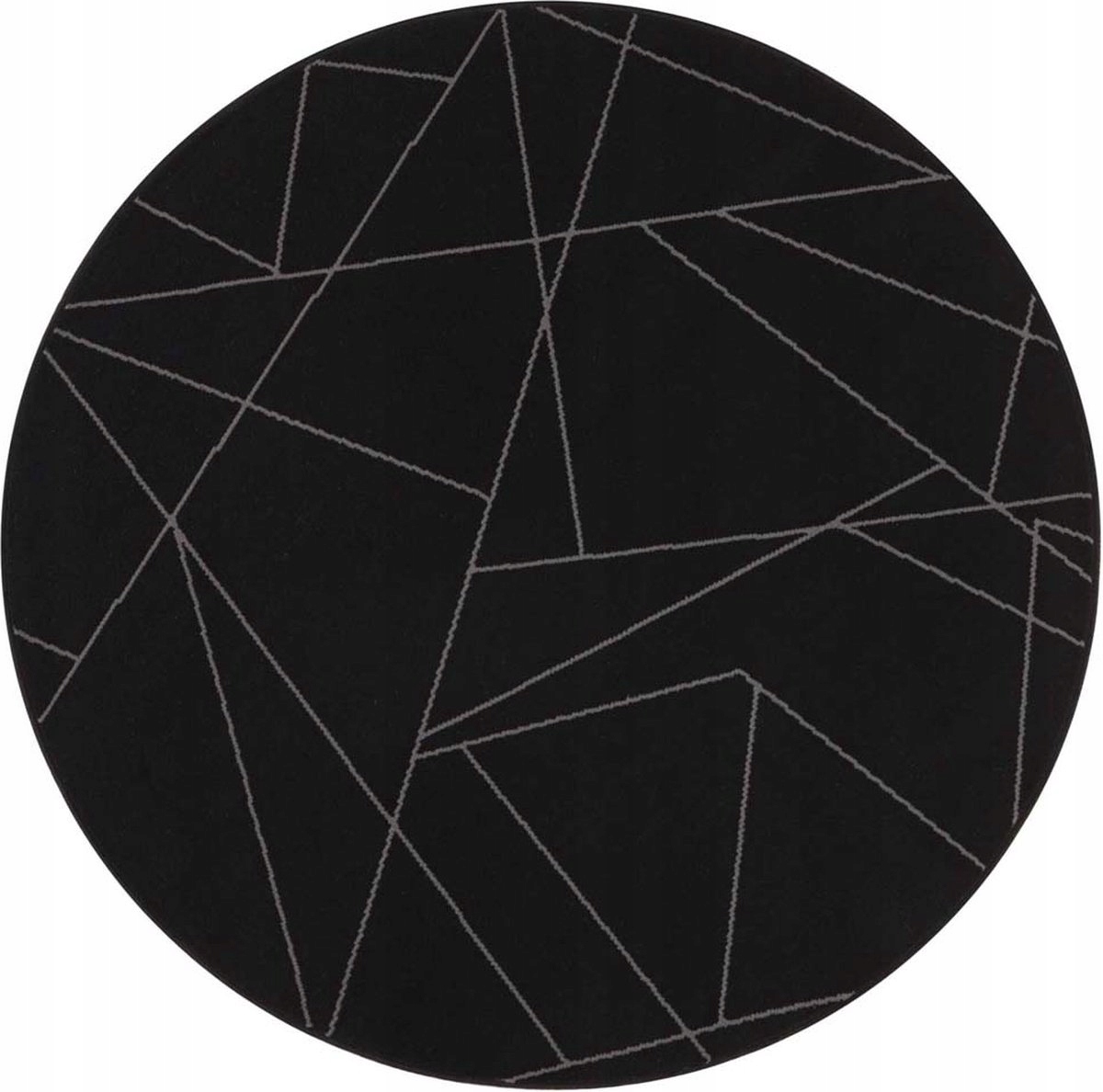 Okrúhly moderný koberec do obývačky, čierno-krémový geometrický vzor 140 cm