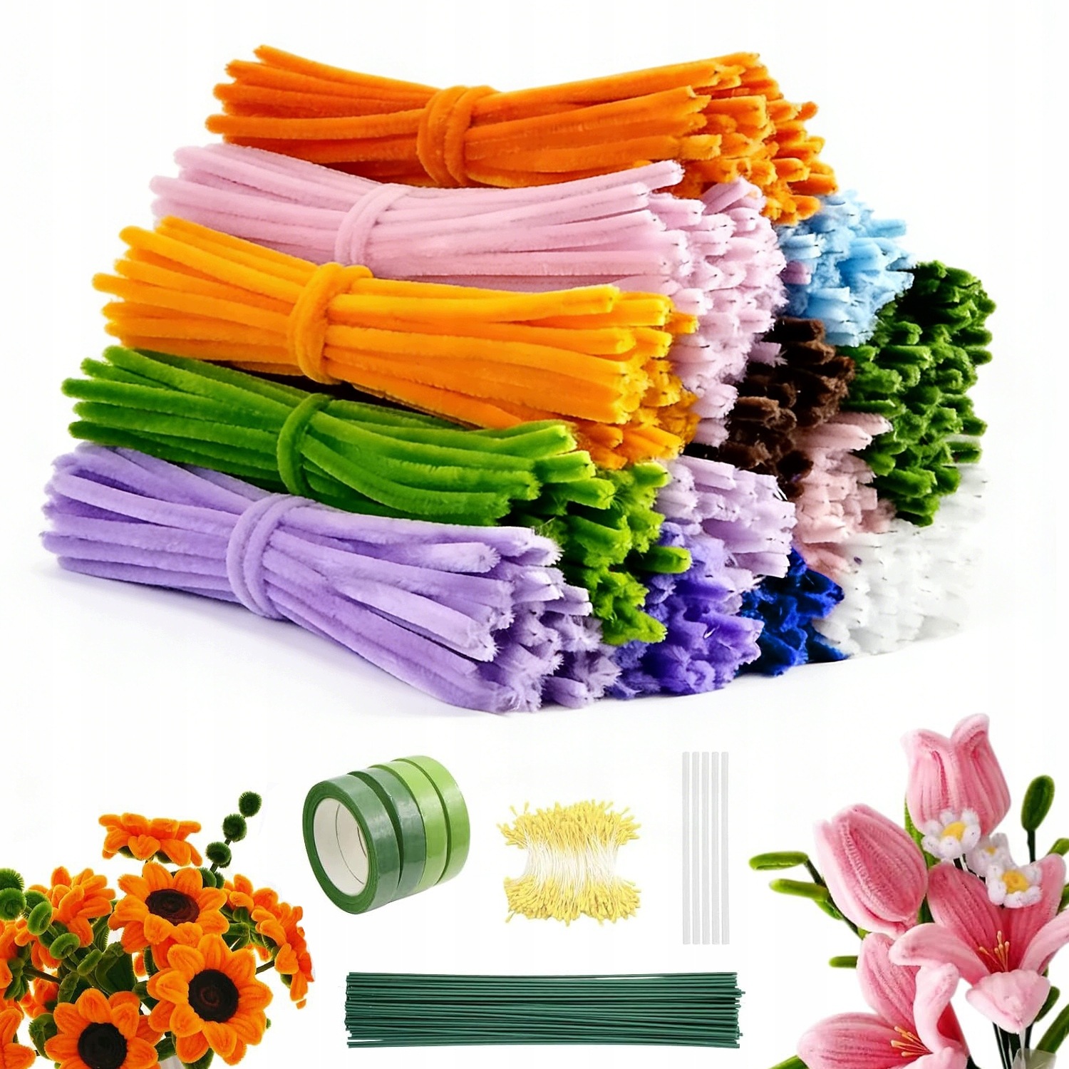 Kreativní Drátky Floristické Sada 800 X Nadýchané Vytěráky Kytice Květin