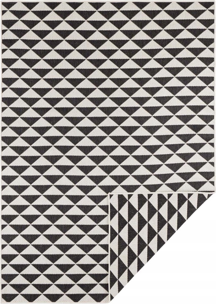 Čierny obojstranný koberec s plochým povrchom 120 x 170 cm