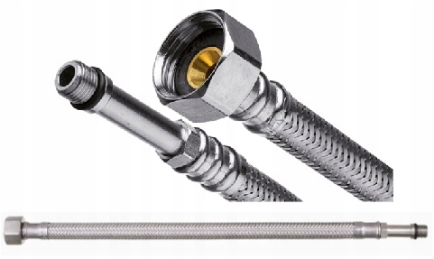 WĘŻYK PRZYŁĄCZENIOWY DO BATERII W OPLOCIE INOX GW 1/2" M10 GZ DŁUGOŚĆ 40cm