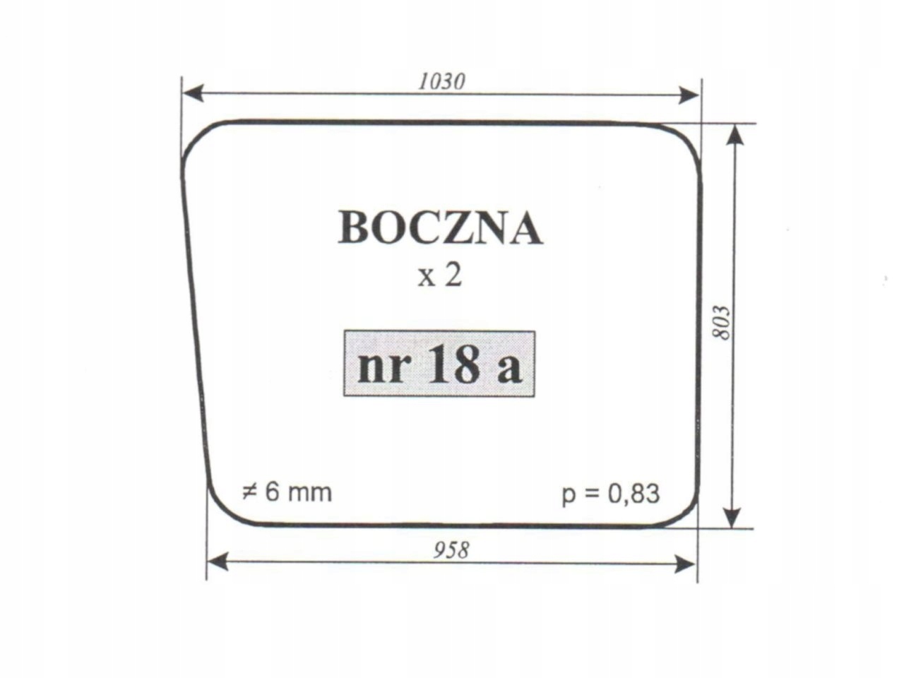 SZYBA BOCZNA STARY TYP OSTROWEK 18A