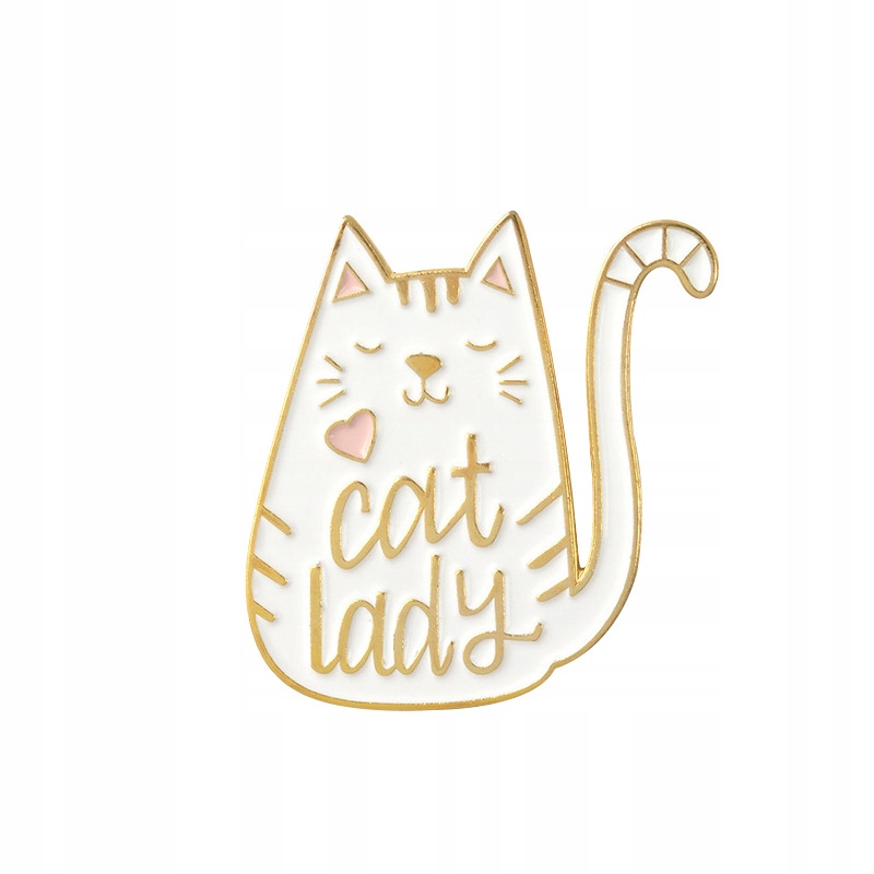 

Pinets przypinka Cat Lady biały Kotek Kociara