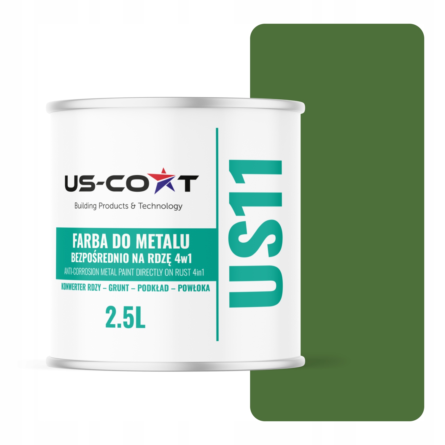 Farba Na Kov Na Hrdzu Plech Pozinkovaná 4v1 Zelená Trávna RAL6010 Mat 2,5L
