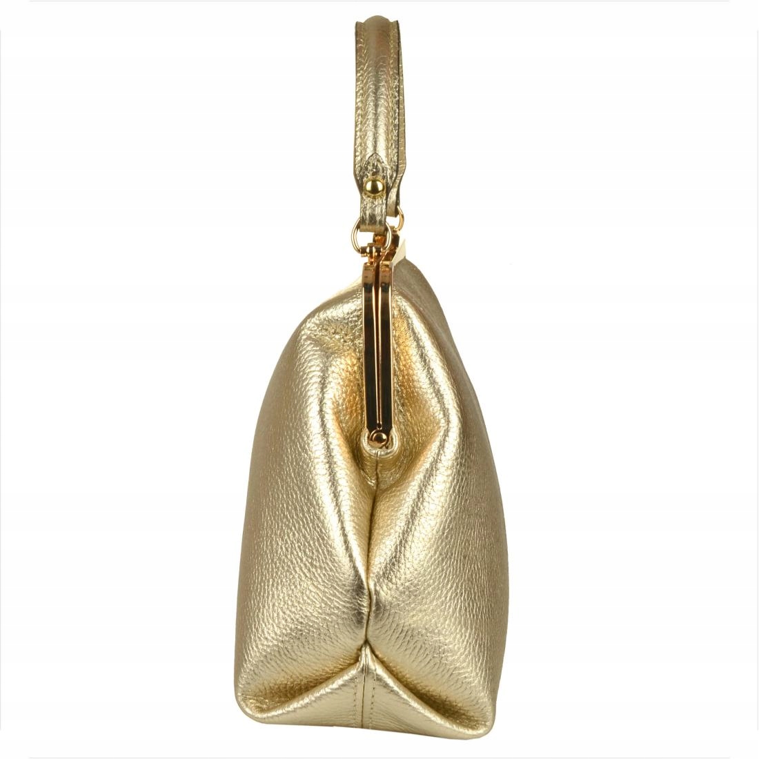 Borse in Pelle Torebka kuferek Skóra naturalna złoty z Włoch [SKU] Wzór dominujący bez wzoru