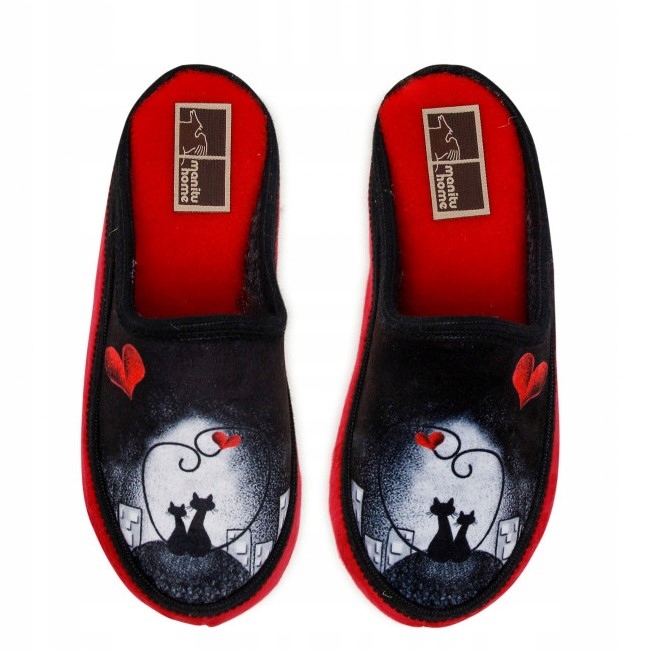 Kapcie, klapki czerwone Manitu koty 330000