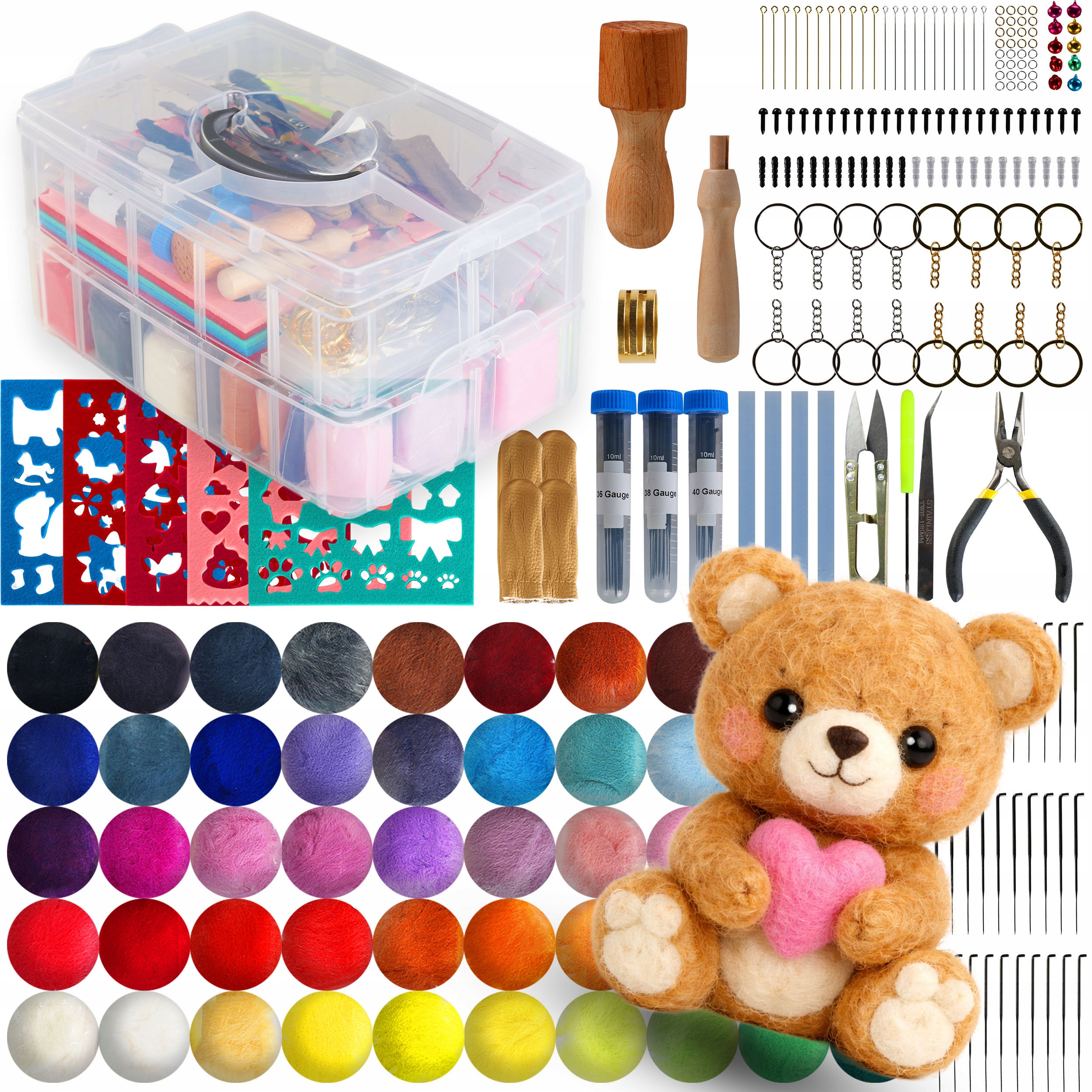 Sada pro suché plstění česaná vlna česané jehly kufřík 241 ks