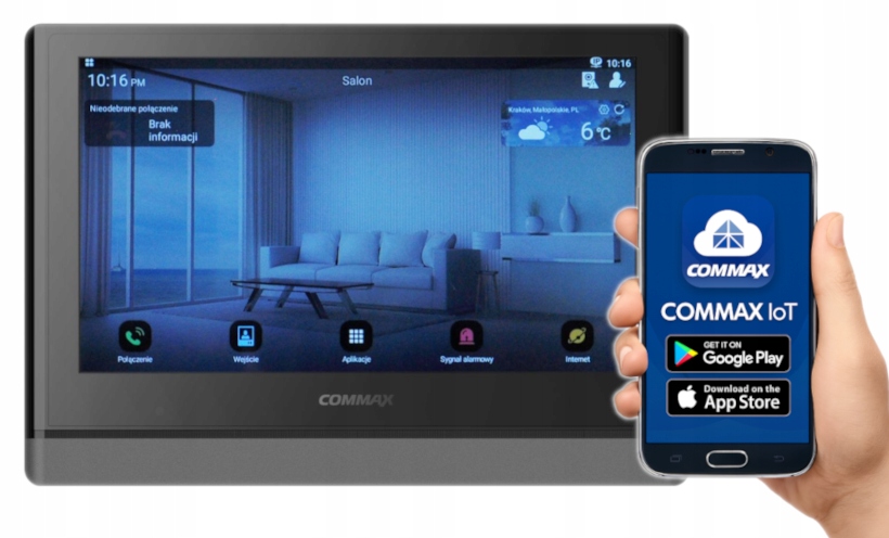 Monitor Do Wideodomofonu Ip Commax Pamięć Czytnik Sd Aplikacja 36~54VDC PoE