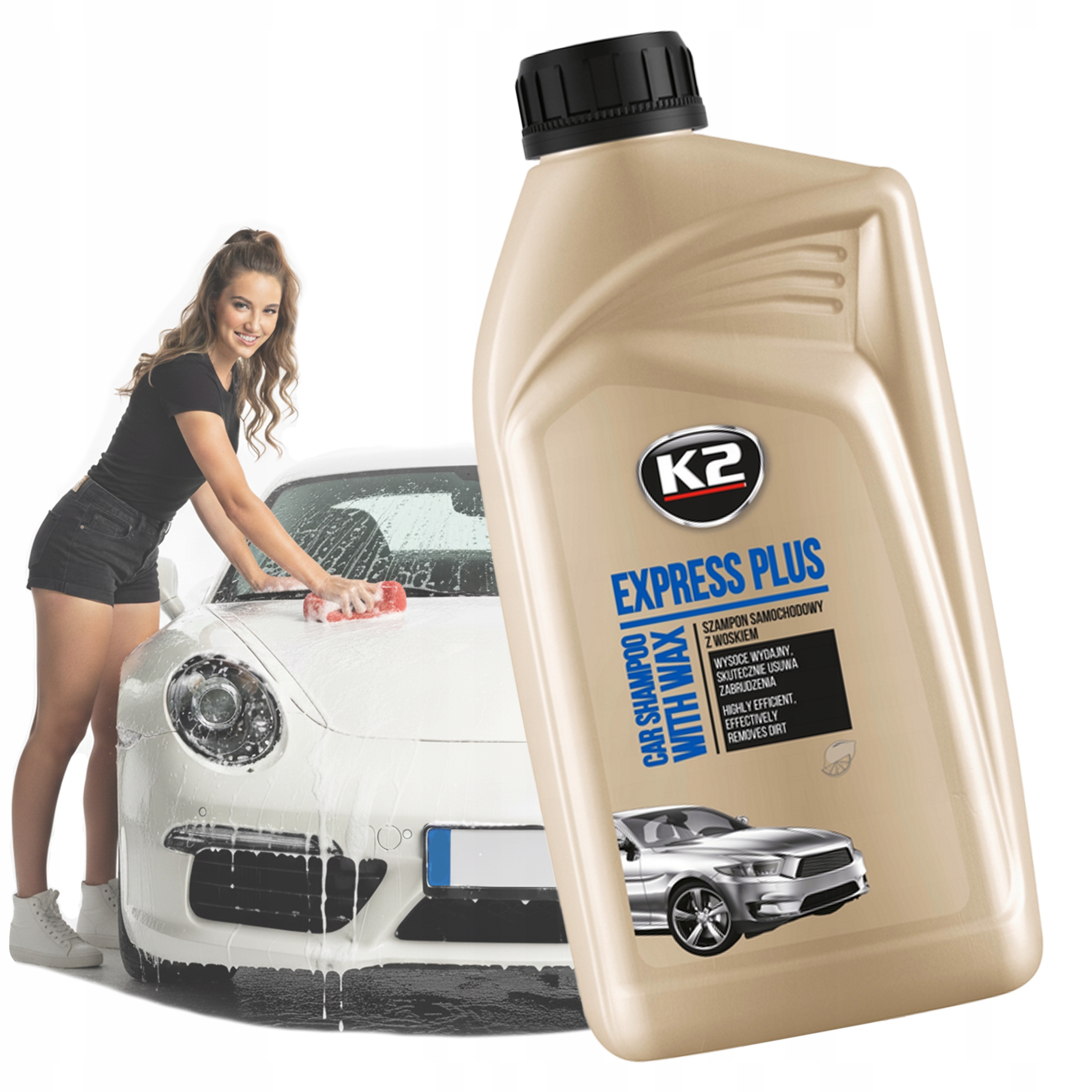 Szampon samochodowy Z Woskiem wydajny K2 Express Plus 1L