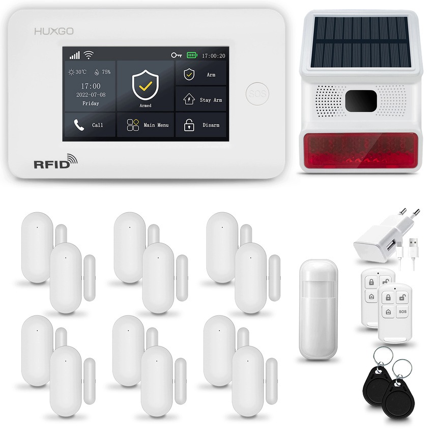 Alarm bezprzewodowy WiFi Gsm 4G aplikacja Tuya zestaw Huxgo HXA006 D12BS