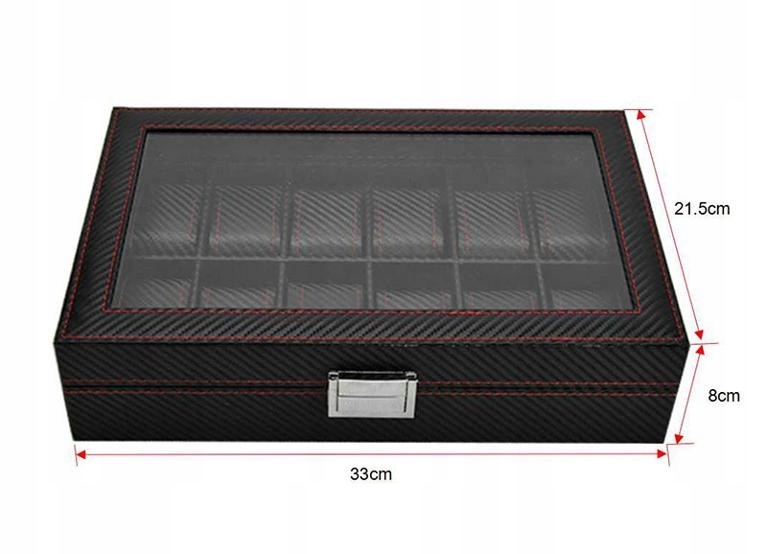 PUDEŁKO ETUI SZKATUŁKA ORGANIZER NA ZEGARKI 12szt KARBON Liczba miejsc na zegarki 12