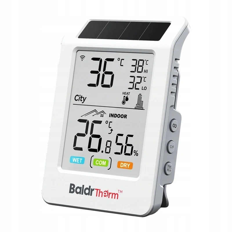 Termohigrometr Wi-fi Solarny 2S Aa Dom LCD Baldrtherm Rainpoint HCS596WB