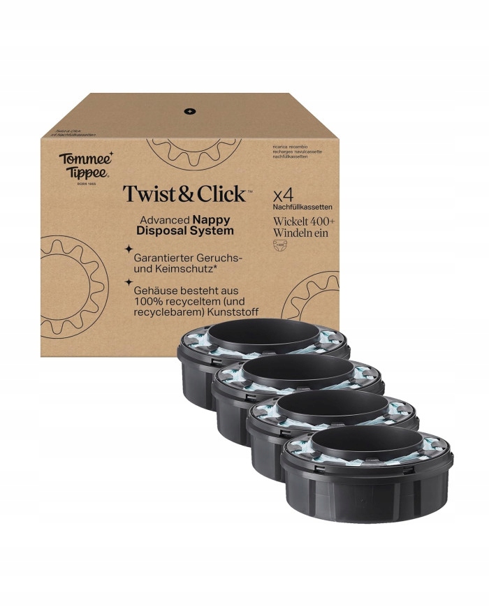 4 Oryginalne Wkłady Tommee Tippee Twist & Click Advanced 4 sztuki zestaw