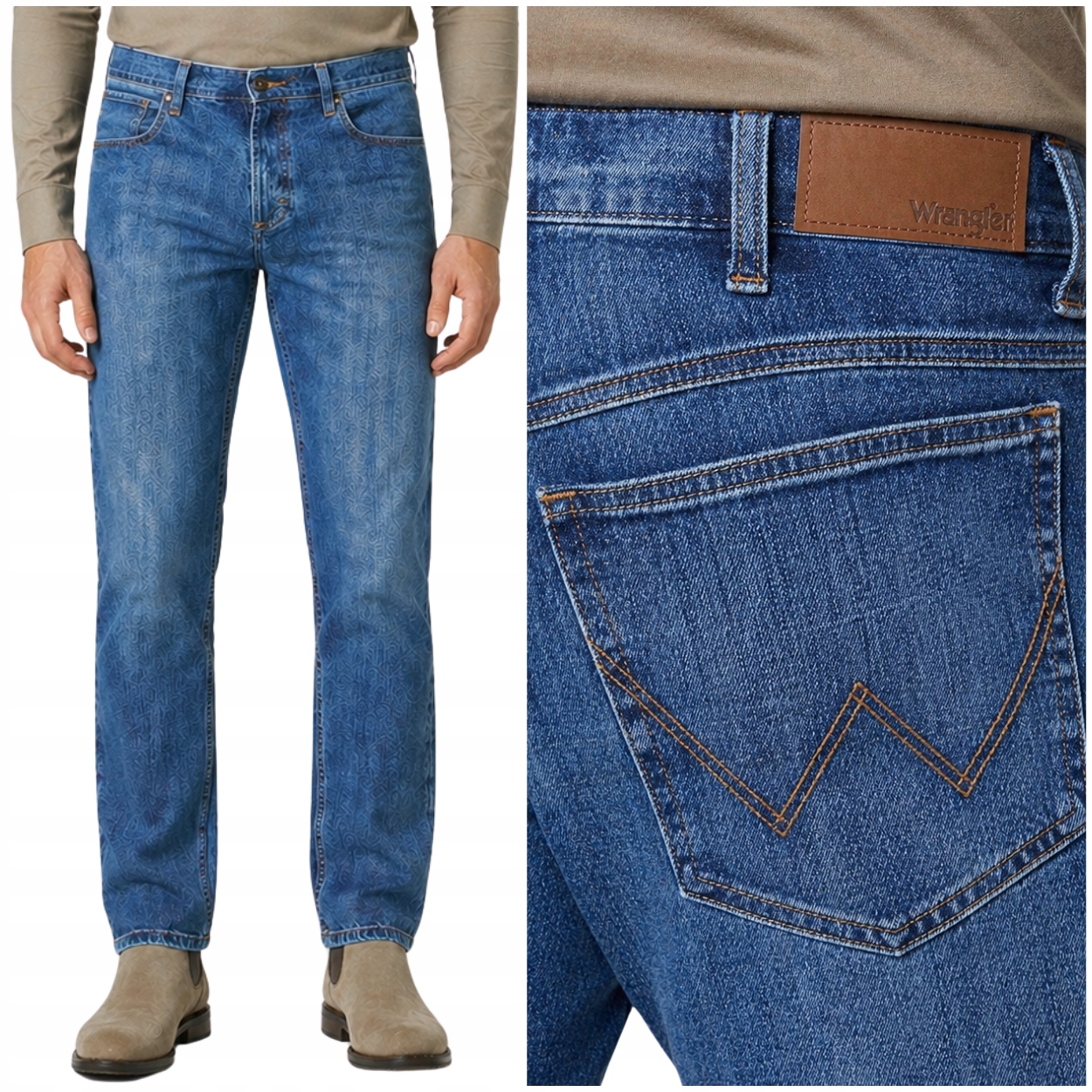 Wrangler Straight Mid Stone klasické jednoduché džínové kalhoty W34 L32