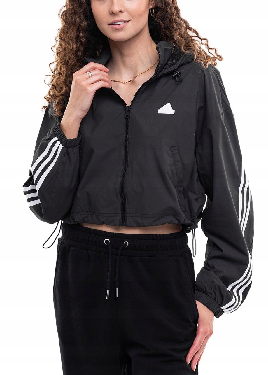 adidas dámská bunda s kapucí sportovní větrovka krátká volná vel M